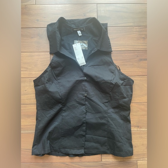 Urban Outfitters Party Girl Cotton-Blend Button Down Sleeveless Top Size L - Picture 2 of 8